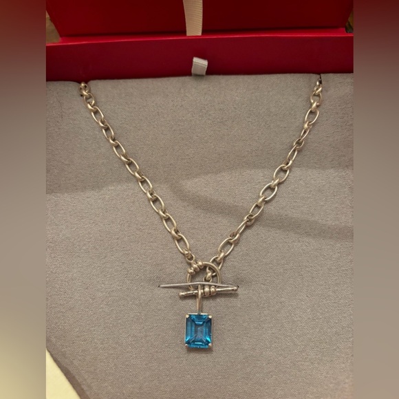 Red Envelope Blue Topaz 18’ toggle necklace. - Picture 3 of 10